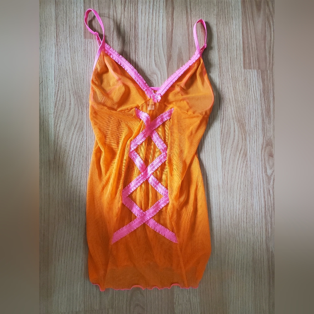 Vibrant Sheer Lingerie with Pink Accents